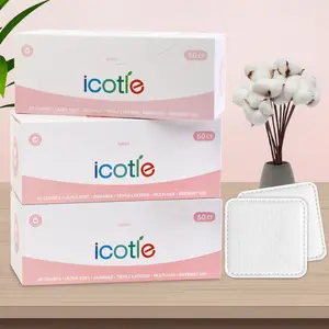 Icotle Large Square Cotton Pads,100% Cotton, Not to Shed or Fall Apart, Unique Triple-Layer Design for Daily Skin Care