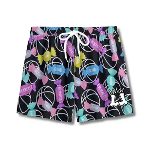 Youth Basketball & Candy Fun Mesh Athletic Shorts (Black)