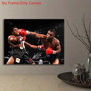 1 Piece/Set Frameless Canvas Painting Print Poster,Classic, Realistic, Artistic Sports Art,Boxer Mike Tyson vs. Buster Douglas,Perfect Gift for Boxing Lovers, Ideal for Home Decor