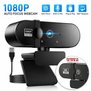 1080P/2K/4K Ultra HD USB Webcam with Auto Focus, Noise Canceling Mic, Wide Angle & Privacy Cover, Plug & Play Camera for PC Laptop Streaming, Gaming, Zoom Meetings, Home Office & Content Creation, HDR & Low-Light Enhancement