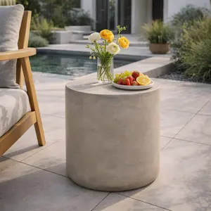Outdoor LightWeight Concrete Side Table, End Table ,Light Gray