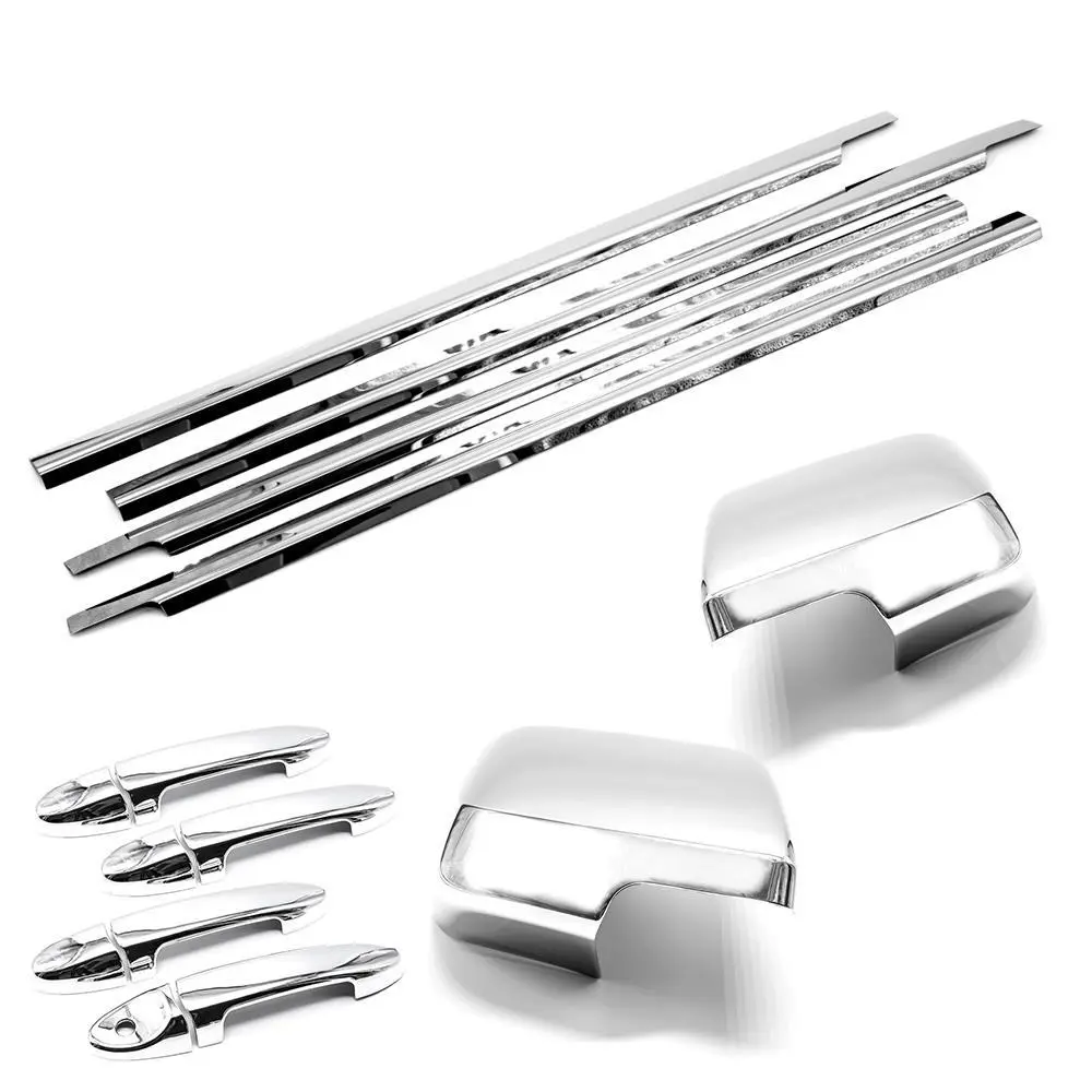 Tape-On Chrome Car Exterior Trim Set - Vehicle-Specific for 2008-2012 Escape, Modern, Tool-Free, Set Includes Window Molding, Sill Overlay, Deco Trim, Mirror Cover, Handle Cover, Self-Adhesive Easy Install Aesthetic Upgrade, Chrome Trim