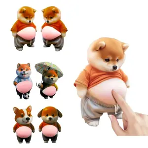 1/2/4/6PCS 3D Shiba Inu Big Belly Silicone Stickers - Self-Adhesive Anti-Collision & Anti-Scratch Decals, Squishy Stress Relief Decor for Phone, Laptop, Car, Fridge & Office Desk, 6.3cm Cute Puppy Adornment Perfect Gift for Pet Lovers