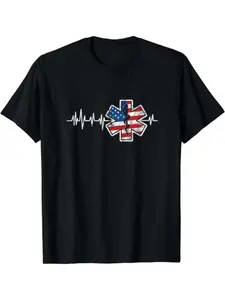 NEW LIMITED EMS Emergency Medical Service USA Flag Gift Idea Tee T-Shirt S-3XLSame Style for Men and  Summer Short-sleeved Printed T-shirt Pure Cotton 220G