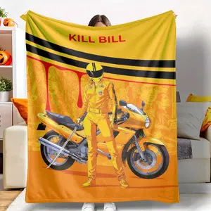 Killer Flannel Throw Blanket， Motorcycle Girl Print， UltraSoft， Lightweight， Warm and Cozy， Perfect for Movie Nights， Living Room Decor， Bedroom， Travel， Camping， Gift for Film Buffs and Kill  Fans.