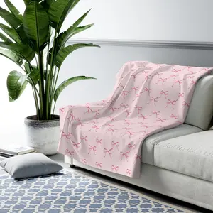 Cozy Pink Bow Sherpa Fleece Blanket