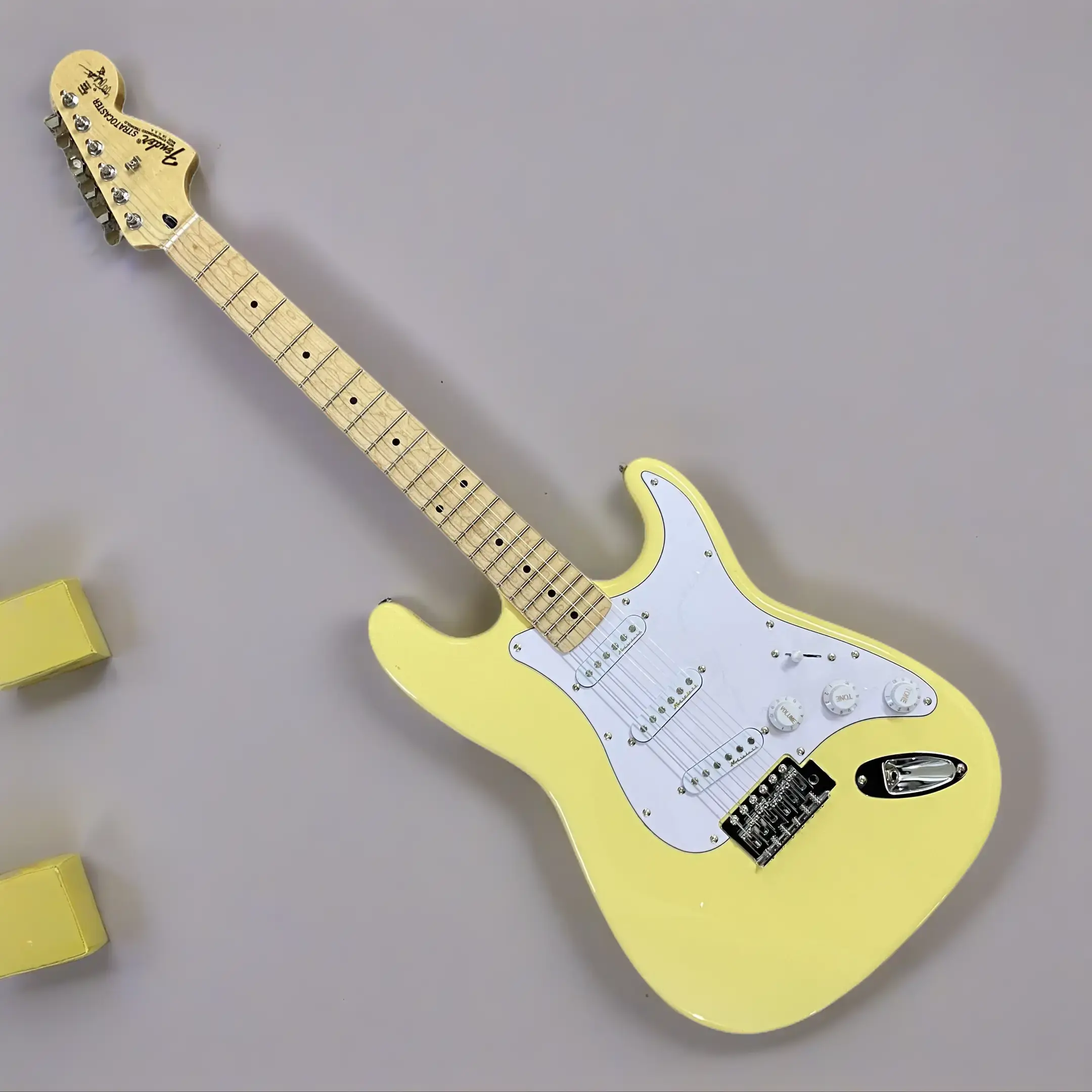 Butter Cream Yellow ST Guitar, Solid Wood Body Maple Fingerboard&Neck SSS pickup