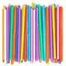 Plastic Boba Straws (300 Pcs) - Individually Wrapped 9.25"x0.4" Thick Jumbo Drink Utensils, Angled Tips, Assorted Colors, Cut-To-Size Use, Disposable for Bubble Tea, Smoothies