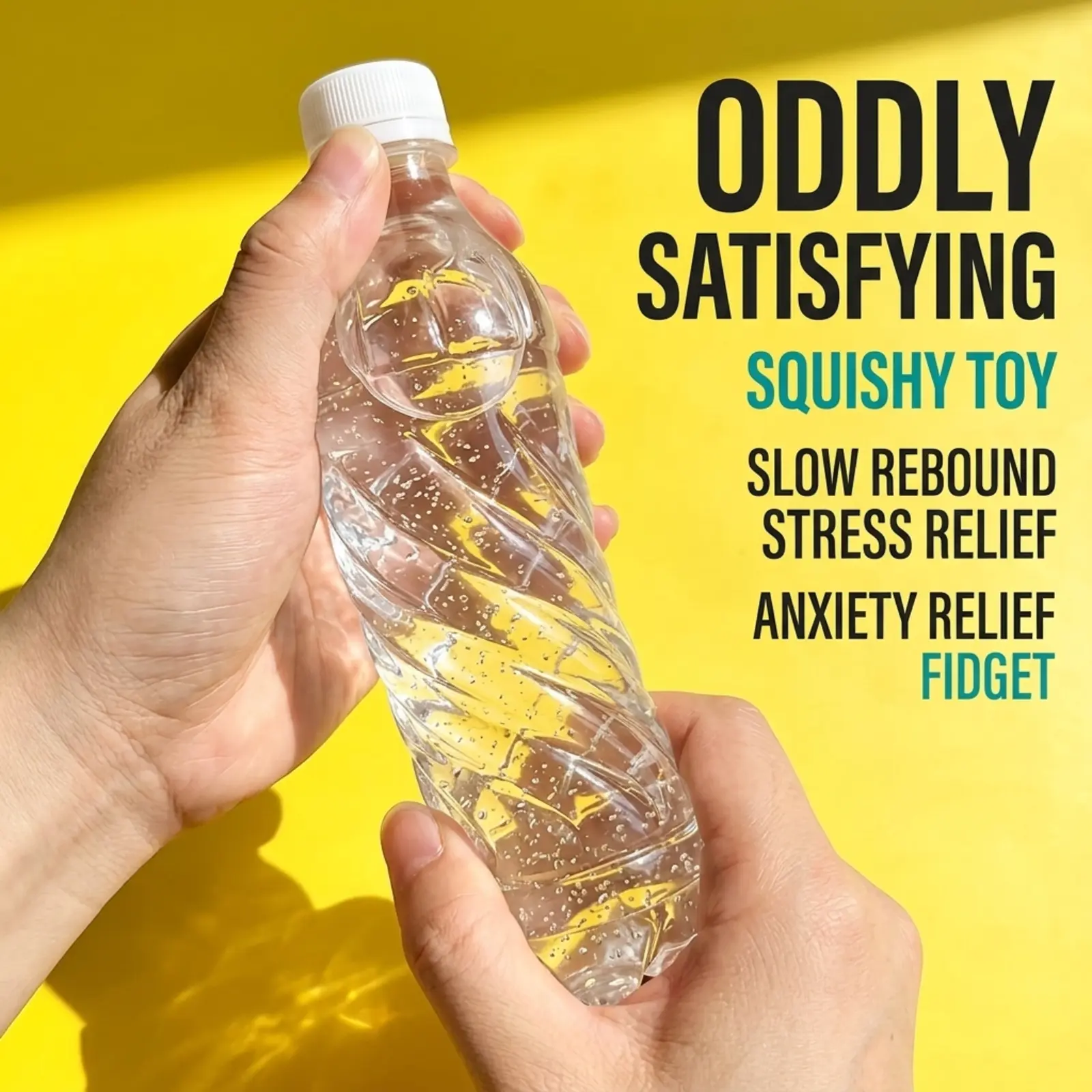 Transparent Mineral Water Bottle-Shaped Squishy Fidget Toy, Slow Rebound Stress Ball for Anxiety Relief, Cute Squishies Fidgets for Squishy Sensory Play, Oddly Satisfying Desk Gadget for Adults