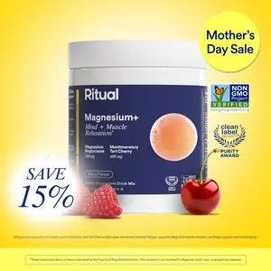 Ritual Magnesium+ Drink Mix Supplement with Tart Cherry - 30 Servings, 300mg Magnesium Bisglycinate & 480mg Montmorency Tart Cherry, Sugar-Free Berry Flavor