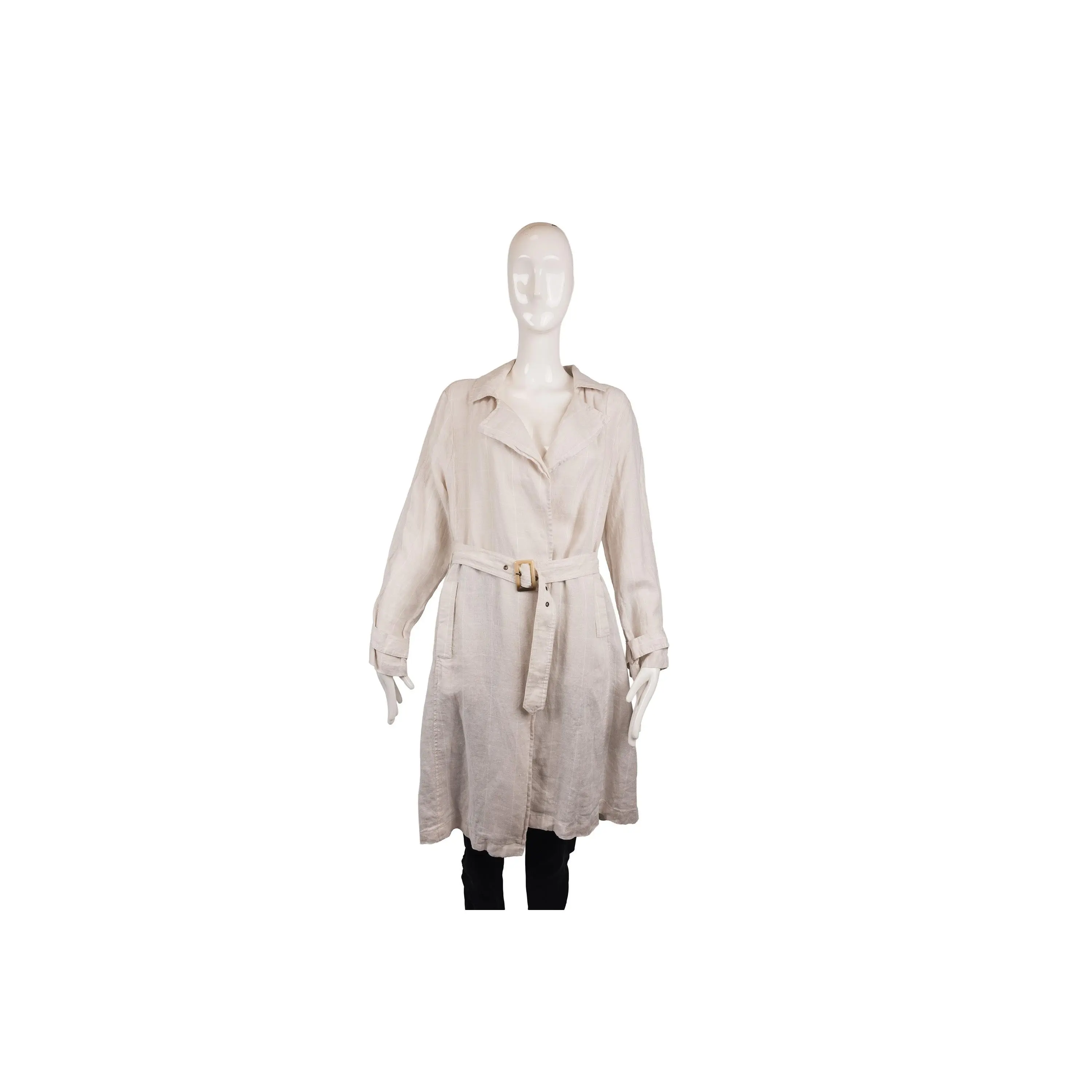 Tahari Cream Linen Belted Jacket Size L