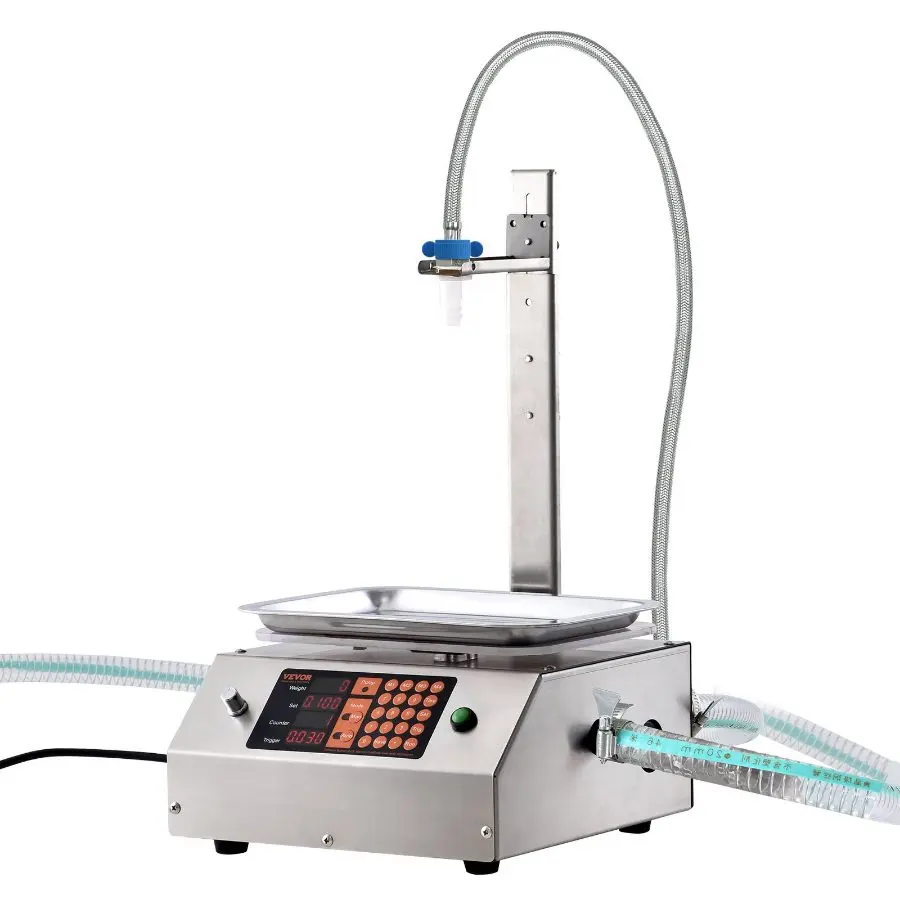 VEVOR Liquid Filling Machine, 30-15000 g Weighing Capacity, Automatic Bottle Filler Machine Bottling Machine Digital Control for Milk, Water, Oil, Wine, Beverage, Detergent, Shampoo (Single Nozzle)