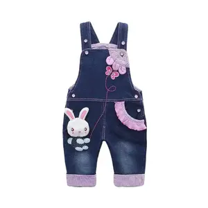Baby Toddler Girl Denim Overalls 3D Bunny Cute Soft Cotton 6M-4T Daily Casual Wear