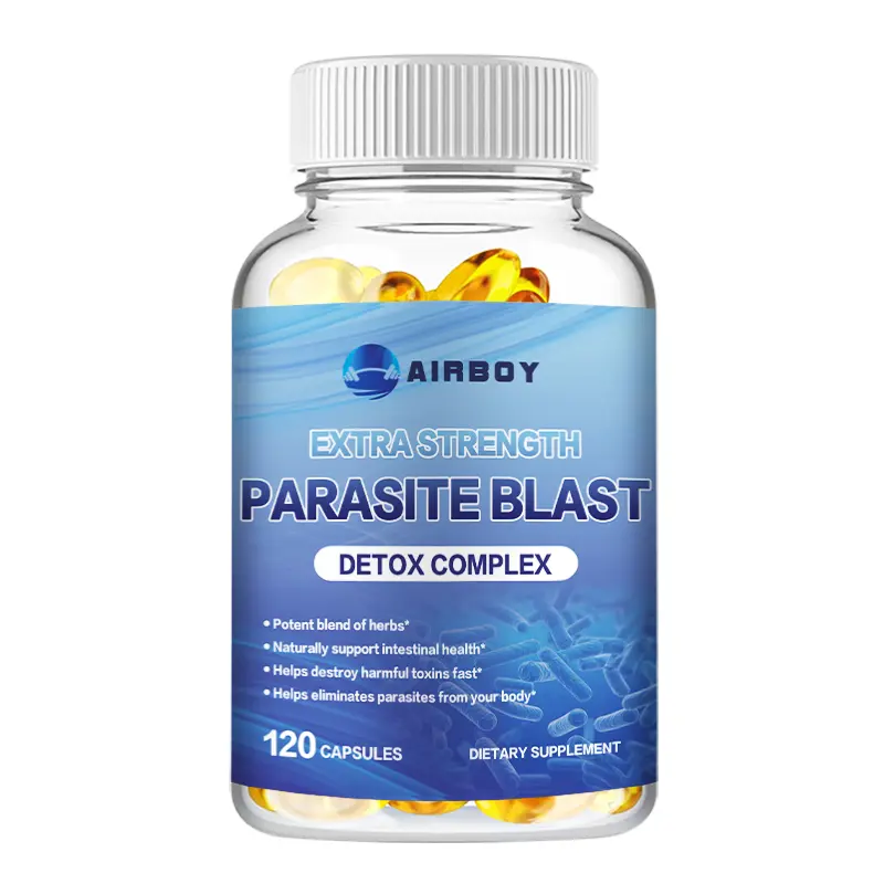 Airboy Parasite Blast Detox Complex Supplement - USA-Made, 1475mg Gut Health Vitamins, Digestive Support for Adults, 120 Capsules