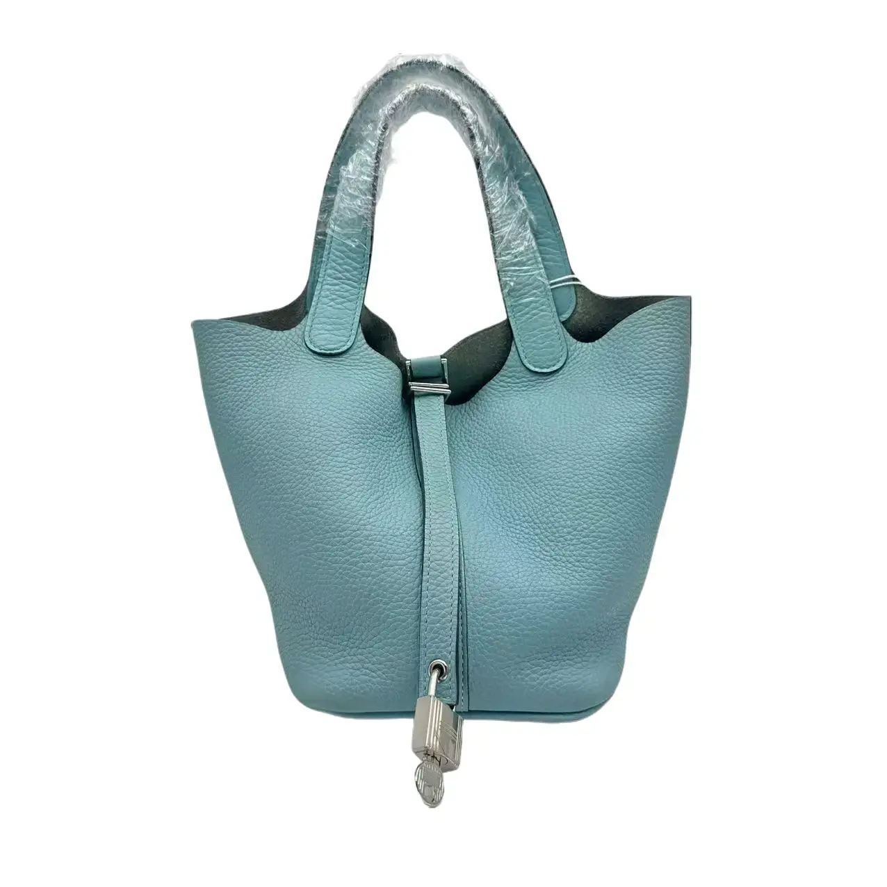 Pre-owned HERMÈS HZ8 Picotin, light blue, cowhide leather. 02465