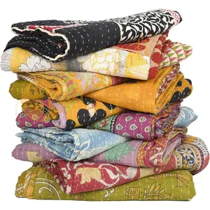 Whole Sale Tribal Kantha Quilts Mix Lot Vintage Cotton Bed Cover Old Assorted Patches Rally (3)