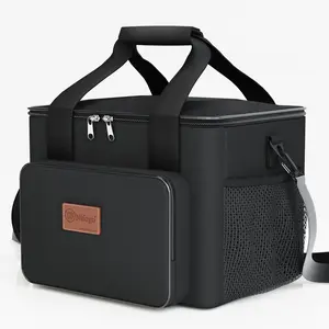 Lunch Bag &  fit  fresh large Double Deck Multi functional lunch bag - Leakproof Insulated Soft Large Adult Insulated Lunch Bag, Holds Anything Insulated Bag, Tote (Black,15L)
