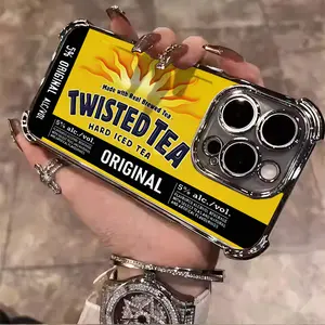 Twisted Tea Beer Lover Energy Drink Collection Tough Electroplated TPU Casing For iphone 16 15 14 13 12 11 X XS PRO PLUS MAX Four Corners Anti-Fall Transparent Soft Silicone Gift Shockproof Protection Anti-Drop Protective Protector Phone Cases Shell Cover