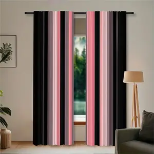 2pc premium striped print semi-blackout curtains, available in black, pink, and gray, make a perfect gift for friends. Suitable for dormitories, bedrooms, living rooms, kitchens, dining rooms, studies, cafes, hotels, apartments, and home decor