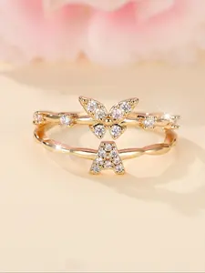 Butterfly Initial Ring A-Z, Elegant Dainty Stacking Rings for Women, Perfect Birthday Christmas Gift, Wearable All Year Round