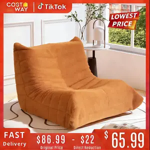 LAUSAINT HOME Giant Bean Bag Chair with Memory Foam for Adults, Ergonomic Chenille Fabric Lounger Couch for Living Room, Bedroom, No Assembly Required, Brown