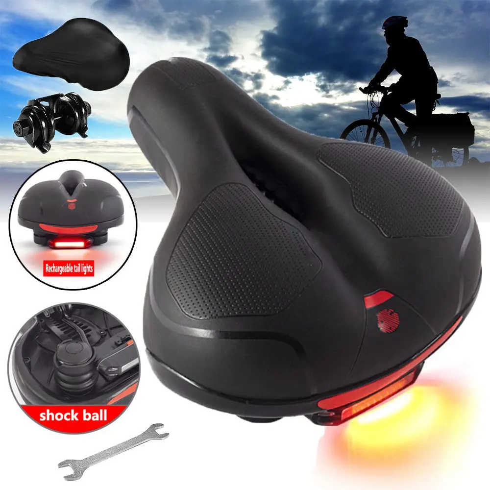 Comfort Bike Saddle Seat with Dual Shock Absorbing Ball,Thickened Memory Foam,Waterproof Universal Replacement Wide Bicycle Saddle Seat for Bike/Road MTB Exercise Indoor Cycling