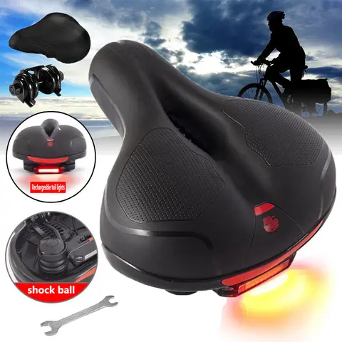 Comfort Bike Saddle Seat with Dual Shock Absorbing Ball,Thickened Memory Foam,Waterproof Universal Replacement Wide Bicycle Saddle Seat for Bike/Road MTB Exercise Indoor Cycling