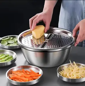 3-in-1 Stainless Steel Vegetable Grater Bowl Set