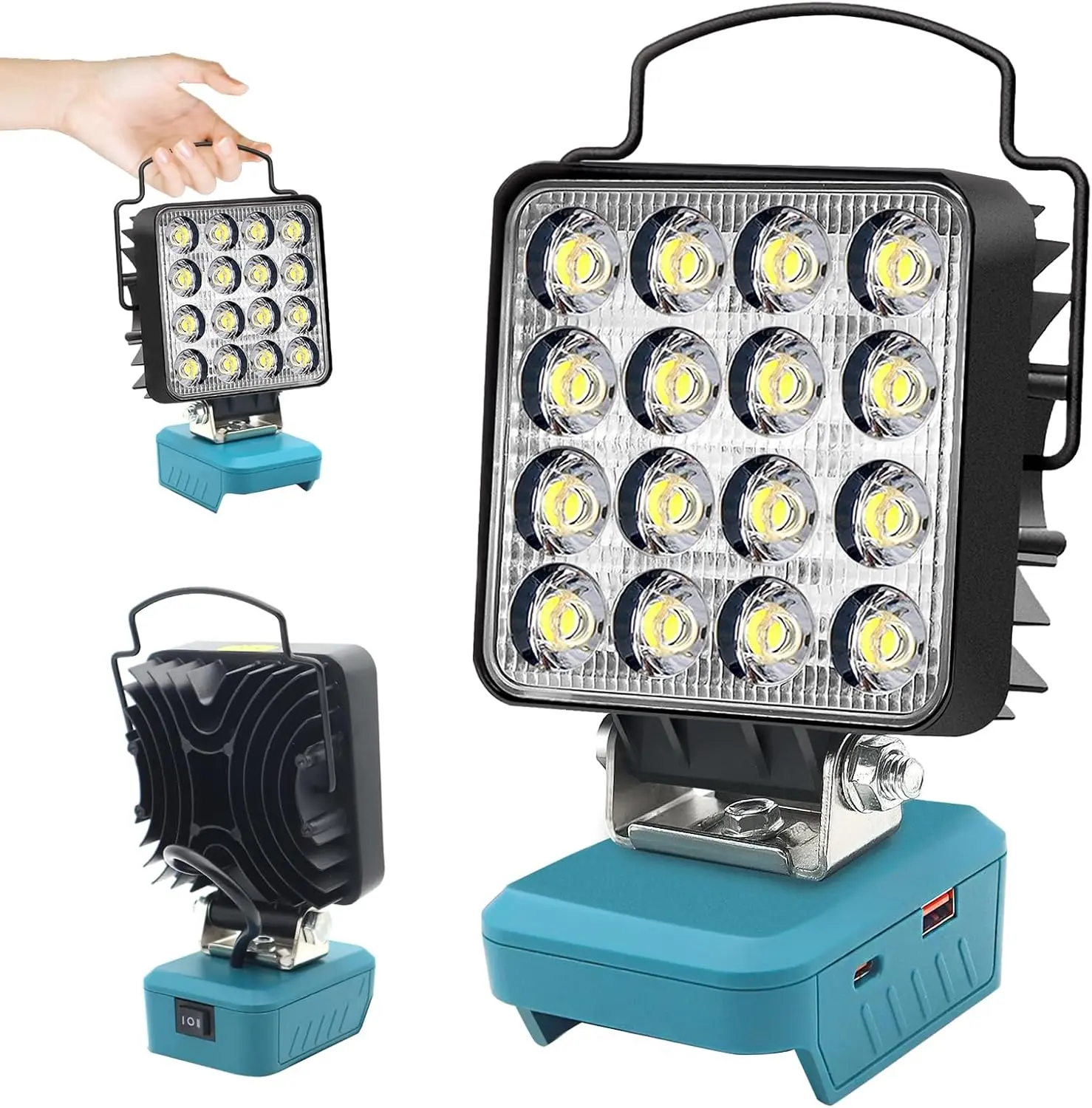 34W 5000LM Flashlight - Compatible with Makita 18V LXT Battery, 2 Brightnesses LED Work Light with USB and Type-C, Spotlight for Construction and Camping