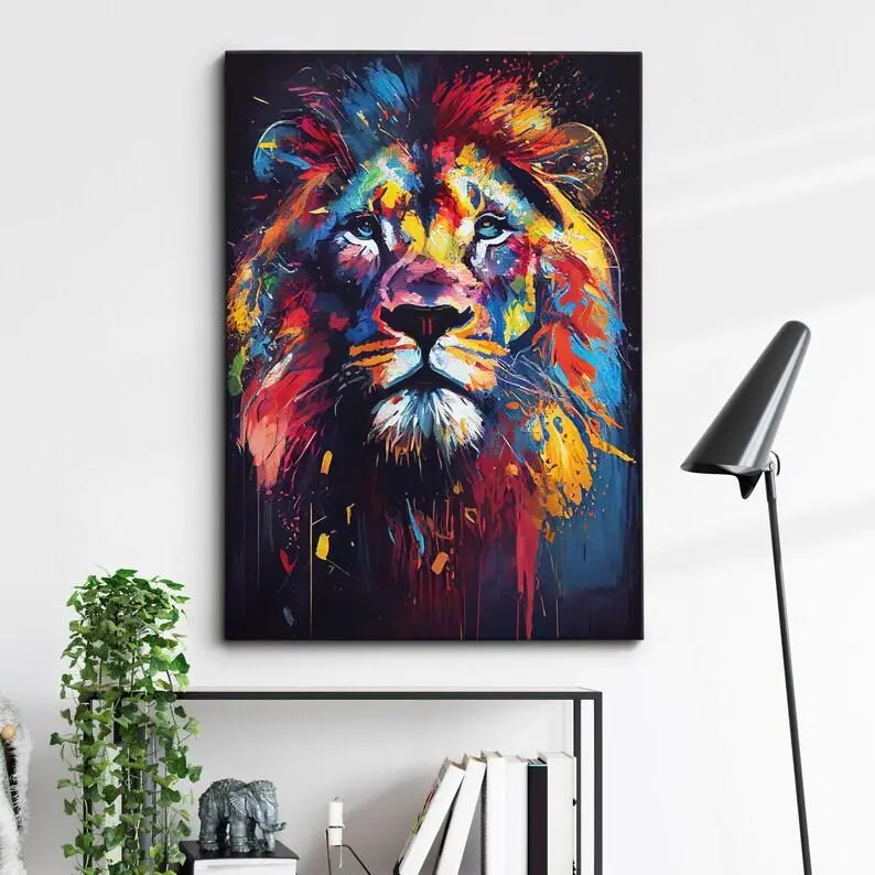 Abstract lion head poster in the style of The Lion King, wall art, home/office decoration gift.
