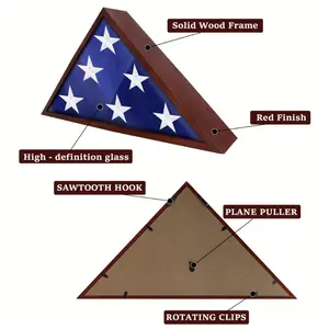 [Wooden | Memorial] Large Wooden Memorial Flag Display Case  Burial Flag Holder With Protective Glass Front Funeral Flag Box Frame
