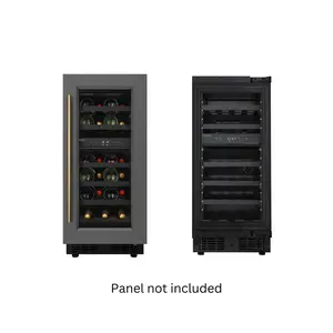 KoolMore Reserve 15 in. Under-Counter Panel Ready Dual Zone Built-in Wine Cooler with Black Shelves and 23 Bottle Capacity in Black (KM-CW28DZ-BPR)