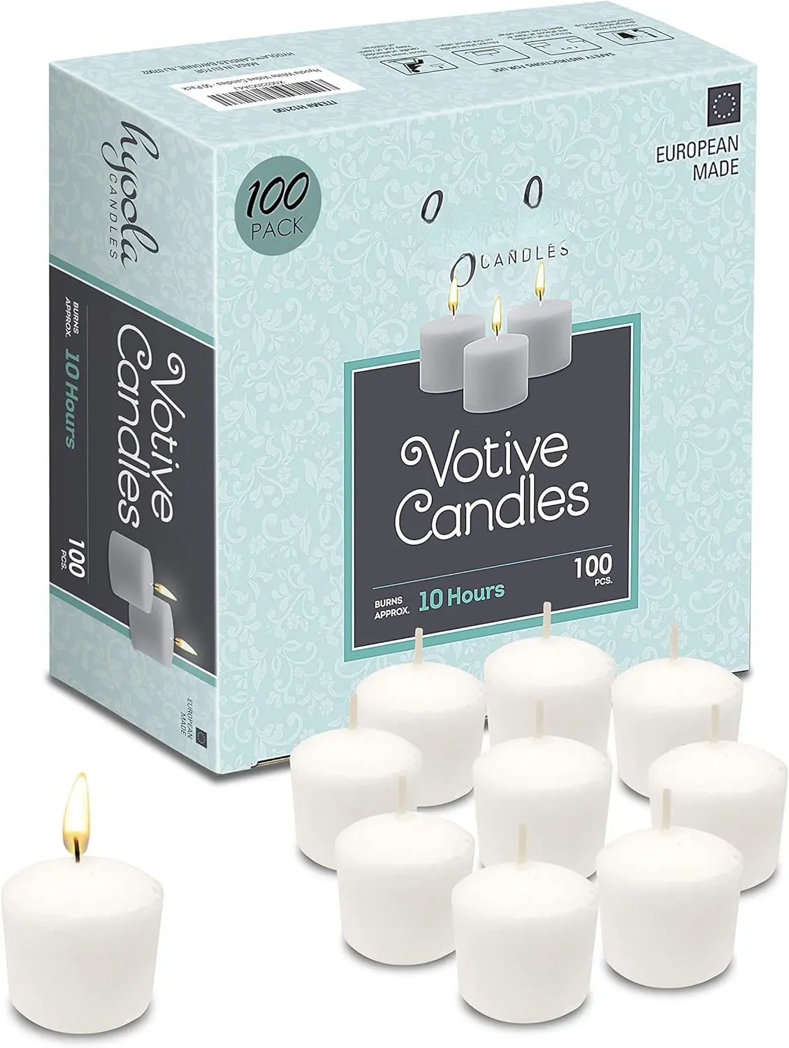 Votive Candles - 10 Hour  Time - Unscented Candles Votives Bulk - Pack of 100 White Candles - European Made