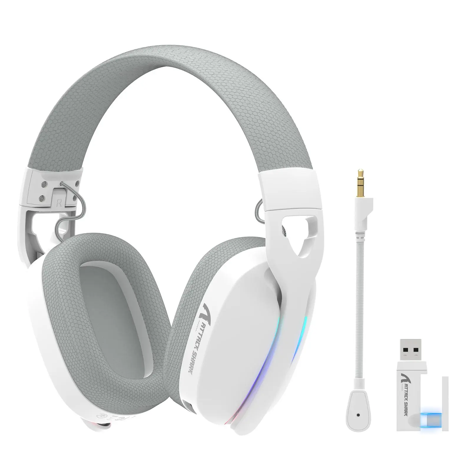 Wireless Gaming Headset, Gaming Audio Headphones, Gamer Headphones with Mic, Ultralight RGB Gaming Headset with Plug-in Microphone, 7.1 Surround Sound Headphone for Xbox One Series, PS4, PS5 & PC, Gaming Accessories