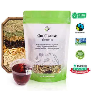 Gut Cleanse Herbal Tea – Mint Ginger Lemongrass Botanical Blend | Caffeine-Free | Non-GMO | 9 Natural Herbs Beverage | Edible corn fiber tea bags(100g)