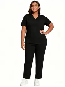 Quick Dry Womens Medical Scrub Set Short Sleeve Uniform for Healthcare Workers Doctors Nurses Dental Clinic Workwear Solid Color