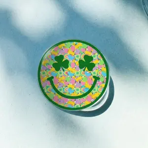 Shamrock Smile Confetti Phone Grip Lucky Green Clover Aesthetic St Patricks Day Cute Rainbow Pattern Cell Phone Holder For iPhone And Samsung