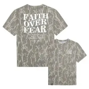 Faith Over Fear Designed On Original Bottomland Tshirt, Mossy Oak Faith Over Fear Bottomland Camouflage Camo Tee