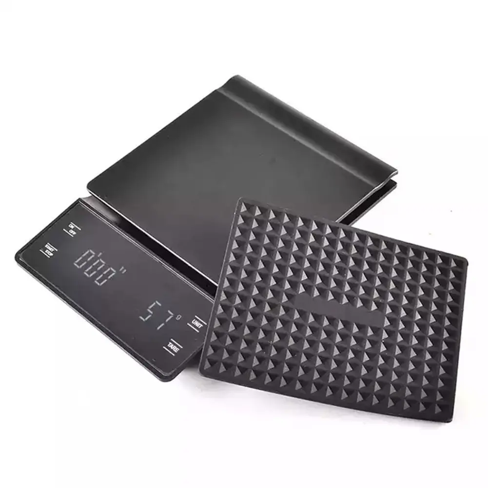 Concentrated coffee scale with timer, 3kg/0.1g high-precision drip coffee scale, with backlit LCD display, weight of the bag function, unit conversion coffee scale, suitable for strong coffee and drip coffee scale.