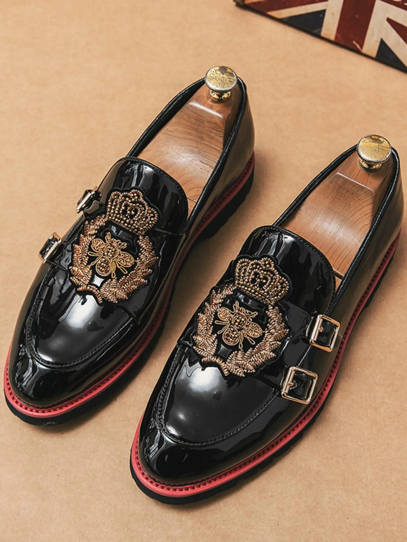 Men's Business Fashion Crown Decorated Slip on Dress Shoes, Formal Occasion Shoes for Men, Fashion Shoes for Party, Daily Clothing Decor, Footwear, British Fashion Shoes, Office Shoes
