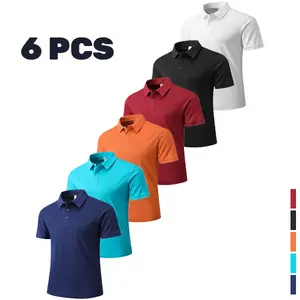 Men's 6-Pack Vibrant Multi-Color Short-Sleeve Polo Shirt Set Casual Comfortable Tops for Everyday & Leisure Wear Medium