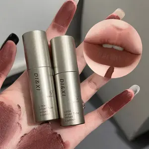 Silver Color Lip Gloss Vintage Matte Finish, -Enhancing Low Saturation, Autumn-Winter Atmosphere, Dense Smooth Affordable Lip Balm Single Item Pack Lipstick