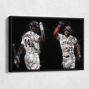 Yordan Alvarez & Jose Altuve  Print - Houston Astros Wall Art, MLB Decor for Home, Man Cave, Baseball Gift, Framed Poster ( Unframed - Print Only )