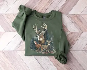 Deer Sweatshirt, 90's Retro Fall Buck And Doe Deer Sweater, Americana Nostalgia Crewneck, Cozy Hunter Sweatshirt, Cozy Trad Wife Tee, Hunter Gift