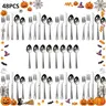 48pcs Stainless Steel Silver Cutlery Service Kit - Metal Utensils Set with 8 Bonus Teaspoons, Serving Utensils for 6-10 People, Dishwasher Safe Dinnerware for Comfortable Dining & Housewarming Needs