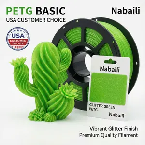 Nabaili PETG BASIC USA Customer Choice Glitter Green PETG Filament 1.75mm 1KG Neatly Wound for FDM 3D Printers Dimensional Accuracy +/- 0.02mm #SDL