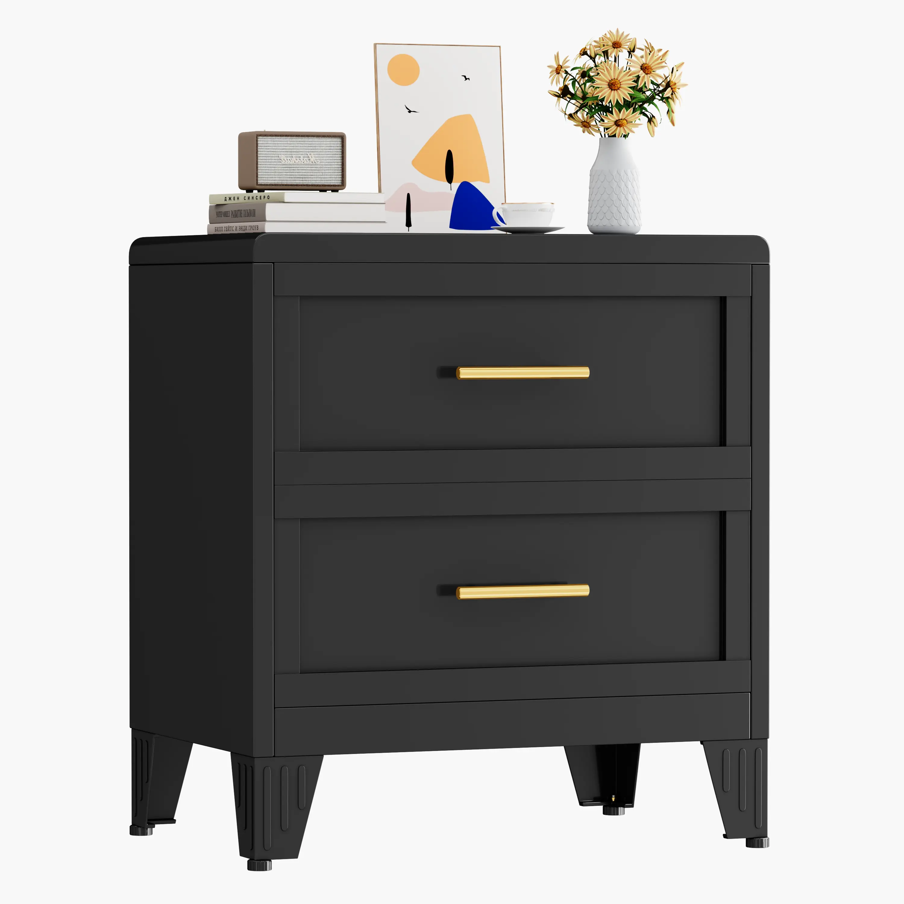 2 Drawers Black