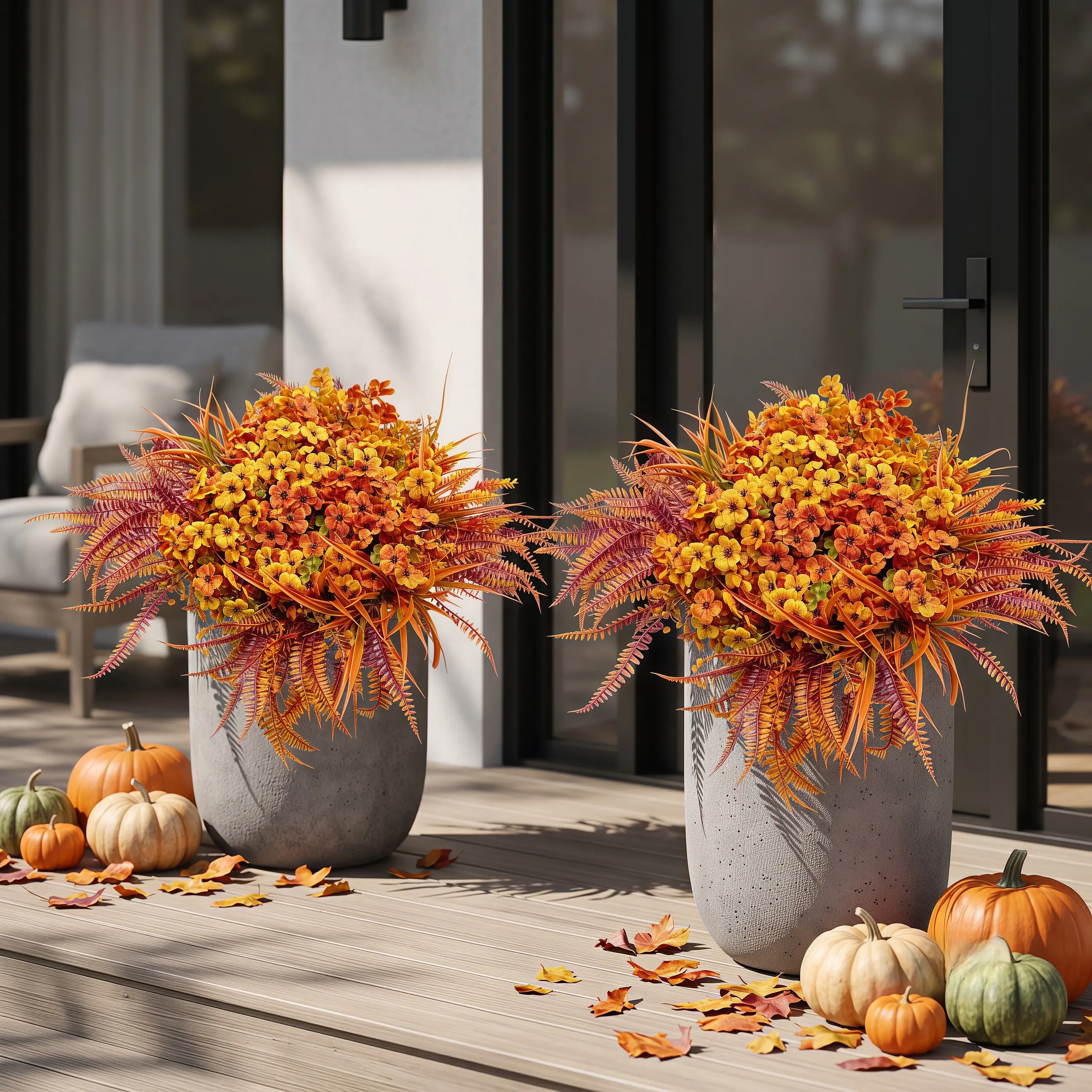 24/48 Pack Artificial Fall Flowers and Plants Set, Faux Autumn Floral Stems and Greenery for Indoor Outdoor Porch, Vase, Thanksgiving Decor