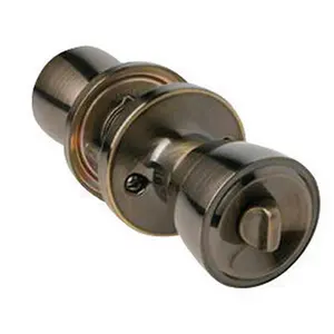 TULIP LA2111 Apex Privacy Lock - Antique Brass Knob, Steel Construction, Adjustable Back, Door Security Lock for Indoor Doors, Motorcycle Use