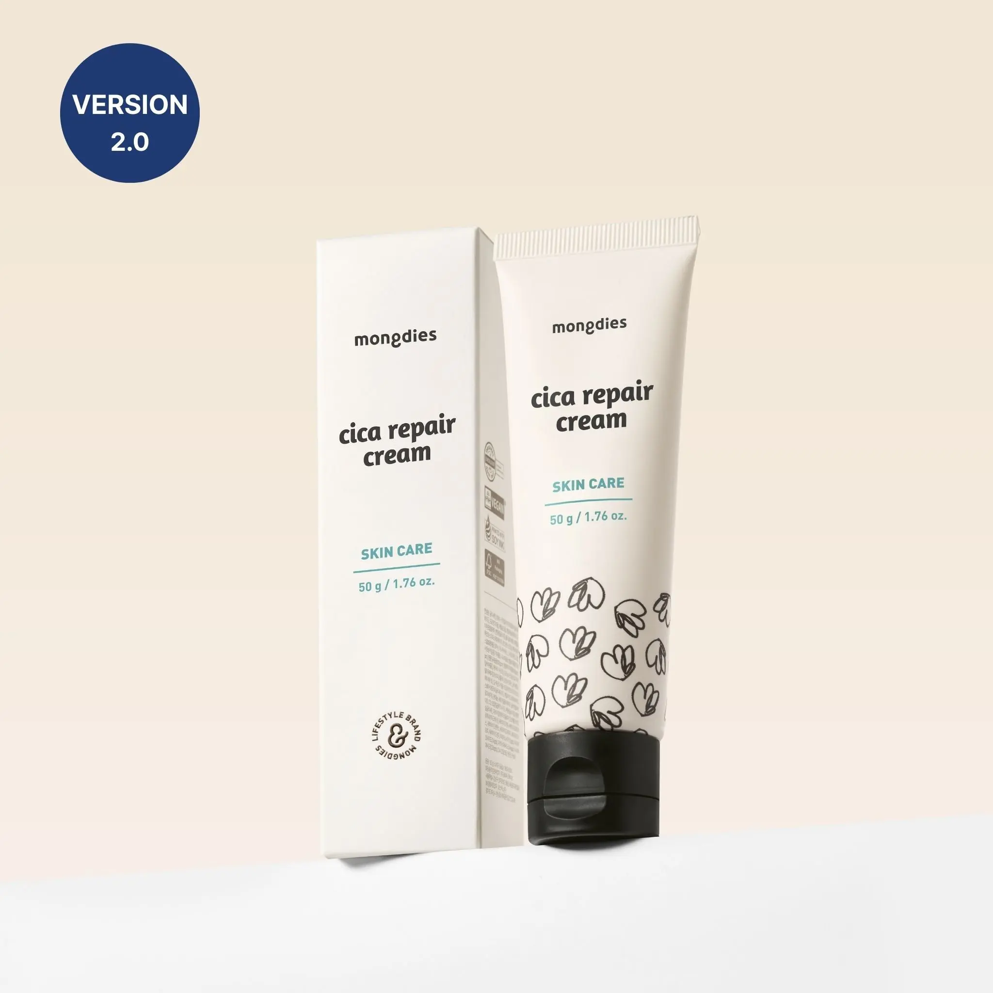 Mongdies Baby Cica Cream | Intensive Calming Cream for Sensitive Skin | Centella Based Soothing Care for Redness Prone Areas | Rich Non Sticky Texture | Vegan EWG Green | 1.69 fl oz